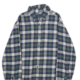 CROFT & BARROW Mens Blue Green White Check Shirt S Button-Down Collar Long