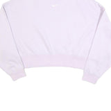 NIKE Womens Lilac Purple Crew Neck M Small Swoosh Logo Cropped Sweatshirt