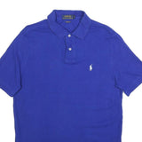 POLO RALPH LAUREN Mens Blue Short Sleeve Plain Logo Embroidered S Cotton Blend