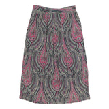 J.G HOOK Womens Pink & Purple Paisley Midi Nylon Skirt L Stylish Patterned