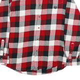 CHAPS Mens Red Black & Grey Check Shirt L Cotton Blend Long Sleeve Button