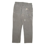 CARHARTT Mens Cotton Blend Grey Relaxed W34 L30 Workwear Trousers Zip Closure