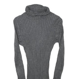 INC Womens Grey Plain Pullover Roll Neck Basic Knit M Rayon Jumper