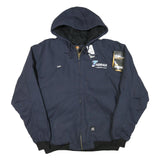 BERNE Mens Navy Blue Therma Zip Jacket 2XL Polyester Blend Hooded Workwear