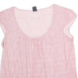 GAP Womens Pink & White Striped Basic Top Short Sleeve Round Neck M Cotton Blend