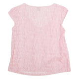 GAP Womens Pink & White Striped Basic Top Short Sleeve Round Neck M Cotton Blend