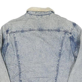 JUNGLE STEAMSHIPS CO Mens Blue Denim Sherpa Collar Jacket L Cotton Blend Button