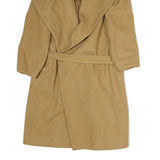 FASHION EXPLORE Womens Beige Classic Jacket M Cotton Plain Belted Long Sleeve