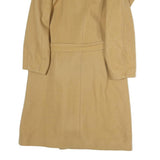 FASHION EXPLORE Womens Beige Classic Jacket M Cotton Plain Belted Long Sleeve