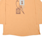 Mens Orange Sweatshirt Crew Neck L Cotton Blend Graphic Print Casual