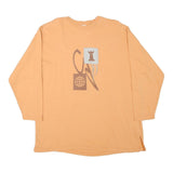 Mens Orange Sweatshirt Crew Neck L Cotton Blend Graphic Print Casual