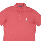 POLO RALPH LAUREN Womens Red Short Sleeve Plain M Cotton Blend Polo Shirt