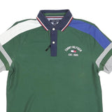 TOMMY HILFIGER Mens Green Navy Blue & Grey Contrast Sleeve Short Sleeve Polo