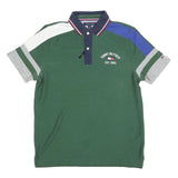 TOMMY HILFIGER Mens Green Navy Blue & Grey Contrast Sleeve Short Sleeve Polo