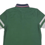 TOMMY HILFIGER Mens Green Navy Blue & Grey Contrast Sleeve Short Sleeve Polo