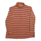 Womens Multi Patterned Acrylic Jumper Turtleneck Basic Knit M Colourful Striped