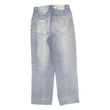 WIN-TOP Mens Relaxed Blue Denim Light W30 L30 Casual Cotton Blend Zip Jeans