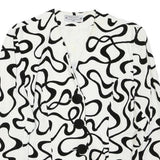 WOMENSTYL Womens White & Black Abstract Pattern Button Cotton Blend Jacket M