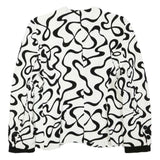 WOMENSTYL Womens White & Black Abstract Pattern Button Cotton Blend Jacket M