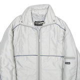TED STONE Mens White Jacket L Woven Plain Zip Padded Lightweight