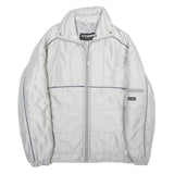 TED STONE Mens White Jacket L Woven Plain Zip Padded Lightweight