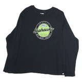 NFL Mens Black Seattle Seahawks Football Team Long Sleeve Crew Neck T-Shirt 2XL