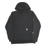 CARHARTT Mens Black Cotton Pullover Hoodie L Printed Sleeve Logo Casual
