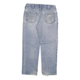 CARHARTT Mens Regular Fit Blue Denim Jeans W34 L30 Distressed Cotton Blend Zip