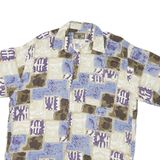 SAINT ALBEM Mens Blue Beige Pattern Short Sleeve Shirt M Relaxed Fit