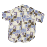 SAINT ALBEM Mens Blue Beige Pattern Short Sleeve Shirt M Relaxed Fit