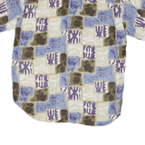 SAINT ALBEM Mens Blue Beige Pattern Short Sleeve Shirt M Relaxed Fit