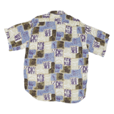 SAINT ALBEM Mens Blue Beige Pattern Short Sleeve Shirt M Relaxed Fit