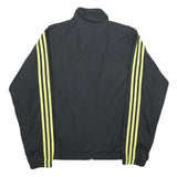 ADIDAS Womens Black & Yellow Track Jacket UK 18 Polyester Zip Athletic