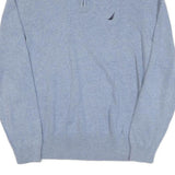 NAUTICA Mens Light Blue Plain Pullover Jumper Crew Neck Basic Knit L Cotton