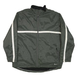 NIKE Mens Green & White Zip Jacket XL Polyester Blend Plain Lightweight