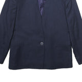 CHARTER CLUB Womens Navy Wool Classic Button Jacket UK 14 Plain Elegant Formal