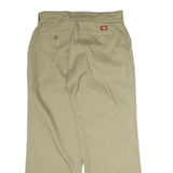 DICKIES Mens Cotton Beige Regular Fit Straight Leg Trousers W36 L30 Workwear