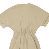 ZARA Womens Beige Cotton Blend Day Dress Button Short Sleeve Size S Comfortable