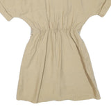 ZARA Womens Beige Cotton Blend Day Dress Button Short Sleeve Size S Comfortable