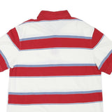 TOMMY HILFIGER Mens Red & White Striped Short Sleeve Polo Shirt L Cotton Blend