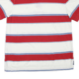 TOMMY HILFIGER Mens Red & White Striped Short Sleeve Polo Shirt L Cotton Blend