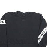 NIKE Womens Black Cotton Blend Crew Neck L Sweatshirt Cropped Logo Print