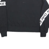 NIKE Womens Black Cotton Blend Crew Neck L Sweatshirt Cropped Logo Print
