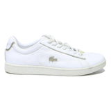 LACOSTE Straightset Womens Leather Trainers White UK 6.5 Classic Casual Style