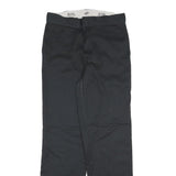 DICKIES Mens Cotton Blend Black Regular Straight Trousers W30 L33 Workwear Zip