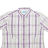 COLUMBIA Womens White & Purple Checked Shirt XL Cotton Blend Casual Summer
