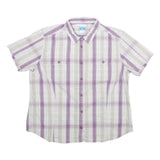 COLUMBIA Womens White & Purple Checked Shirt XL Cotton Blend Casual Summer