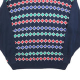 H20 Mens Navy Blue Patterned Cotton Jumper Crew Neck Basic Knit XL Casual Wear
