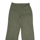 Womens Cotton Green Regular Fit Straight Leg Trousers W29 L29 Casual Zip