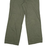 Womens Cotton Green Regular Fit Straight Leg Trousers W29 L29 Casual Zip